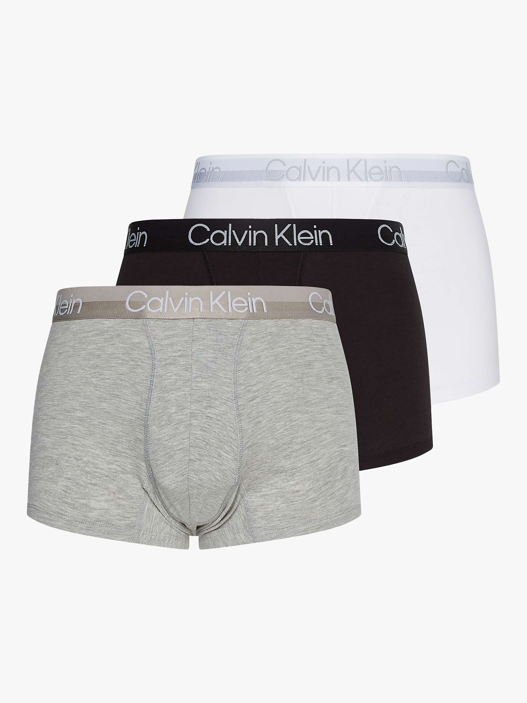 Calvin Klein Plain Logo Trunks, Pack of 3, Multi at John Lewis & Partners