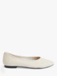 Kin Hallie Leather Perforated Pointed Toe Ballerina Pumps, Cream