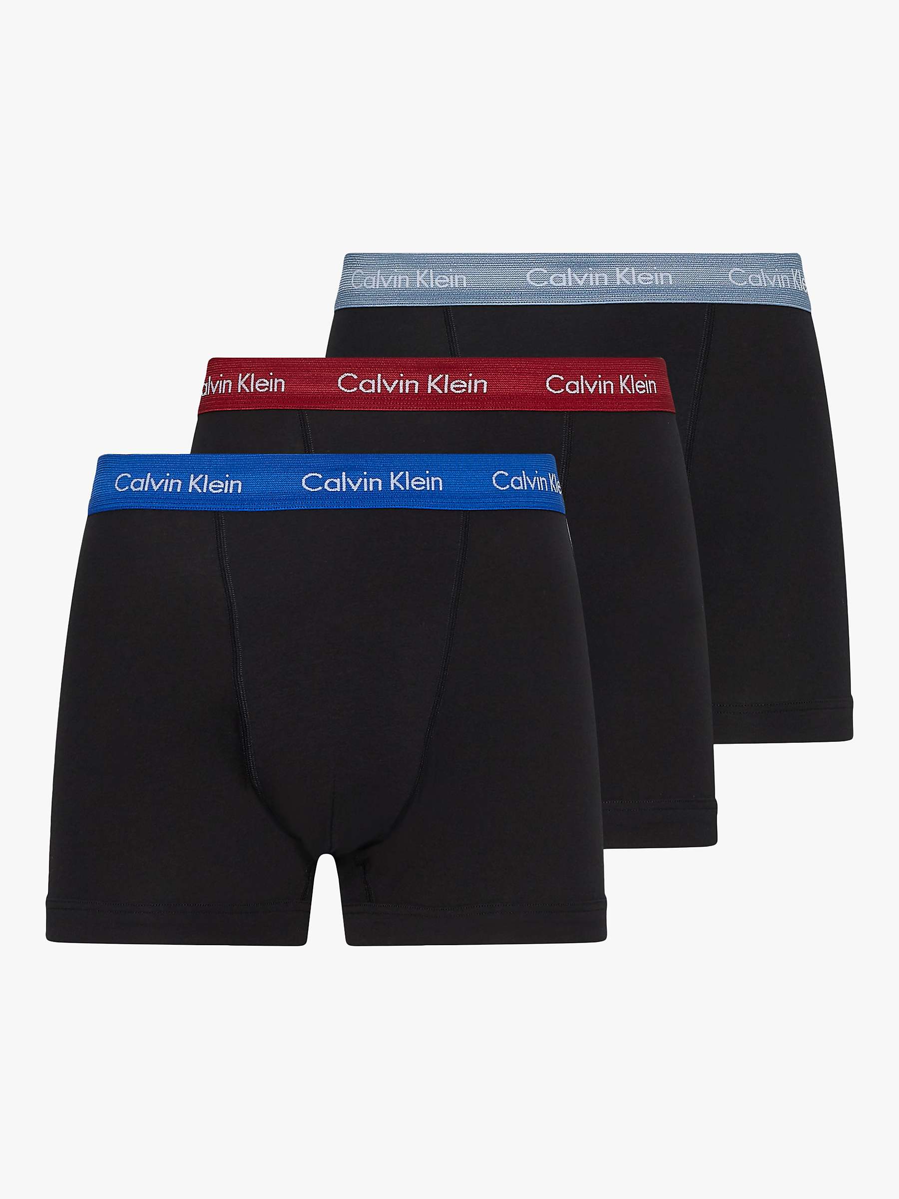 Calvin Klein Regular Cotton Stretch Trunks, Pack of 3, Black/Cobalt ...