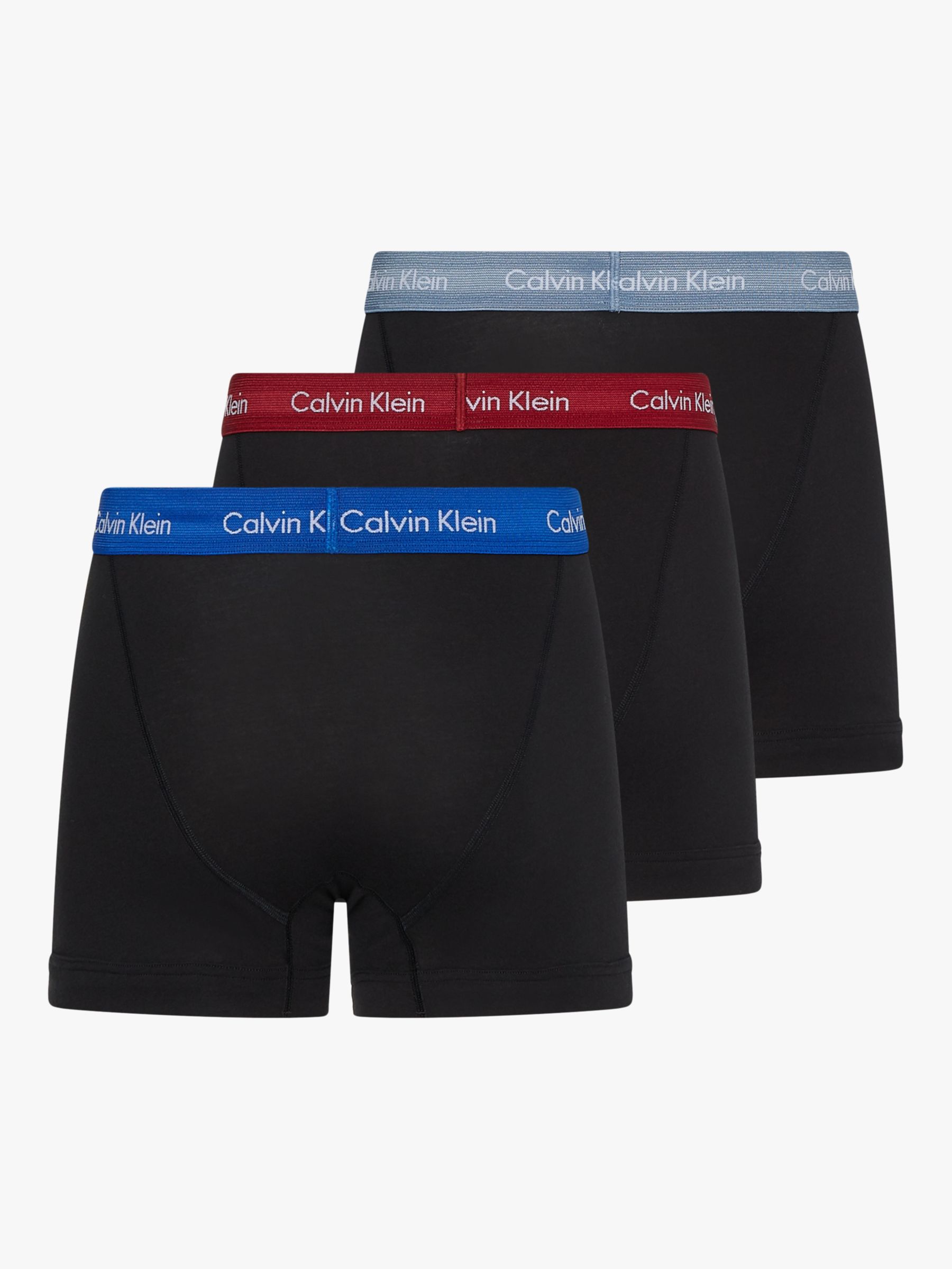 Calvin Klein Regular Cotton Stretch Trunks, Pack of 3, Black/Cobalt ...