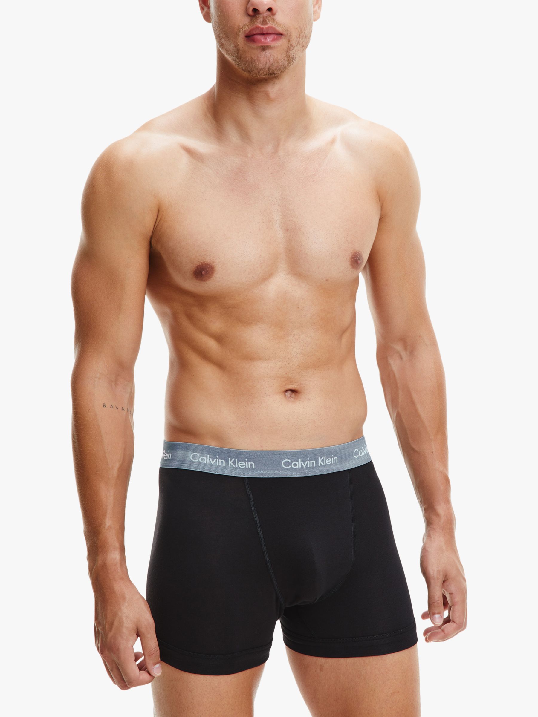 Calvin Klein Regular Cotton Stretch Trunks, Pack of 3, Black/Cobalt ...