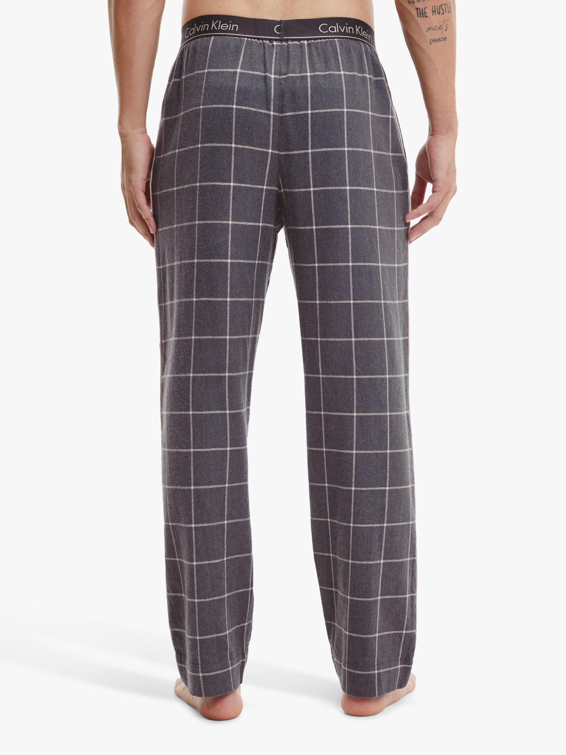 Calvin Klein Check Flannel Lounge Trousers, Grey/Blue