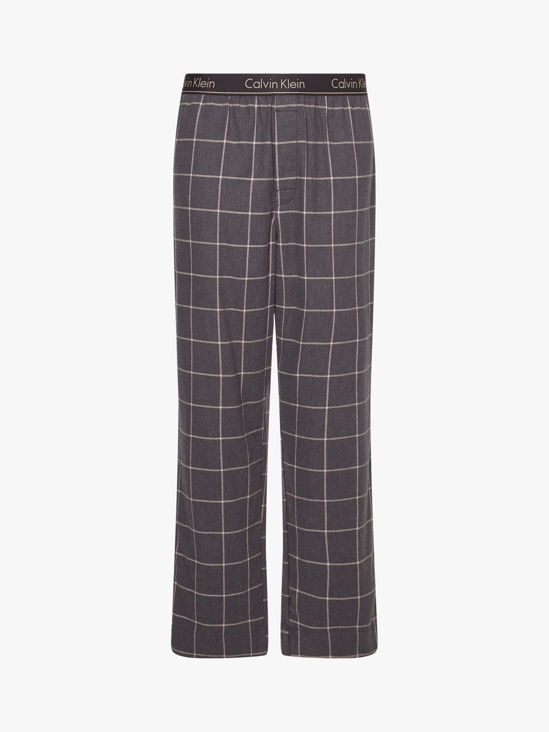 Calvin Klein Check Flannel Lounge Trousers, Grey/Blue