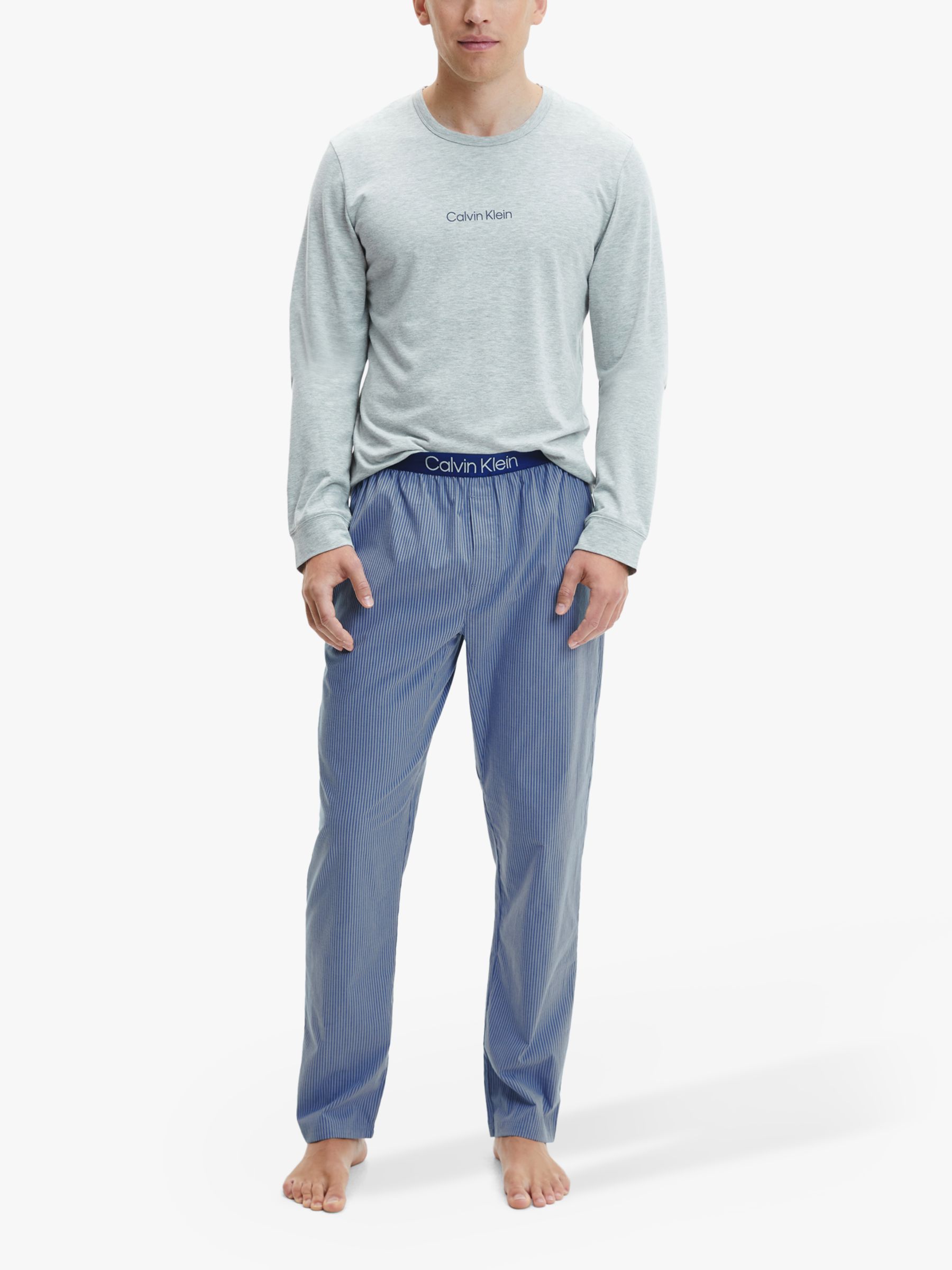Wolk Karakteriseren Zee Calvin Klein Long Sleeve T-Shirt and Check Pyjama Set, Blue/Grey