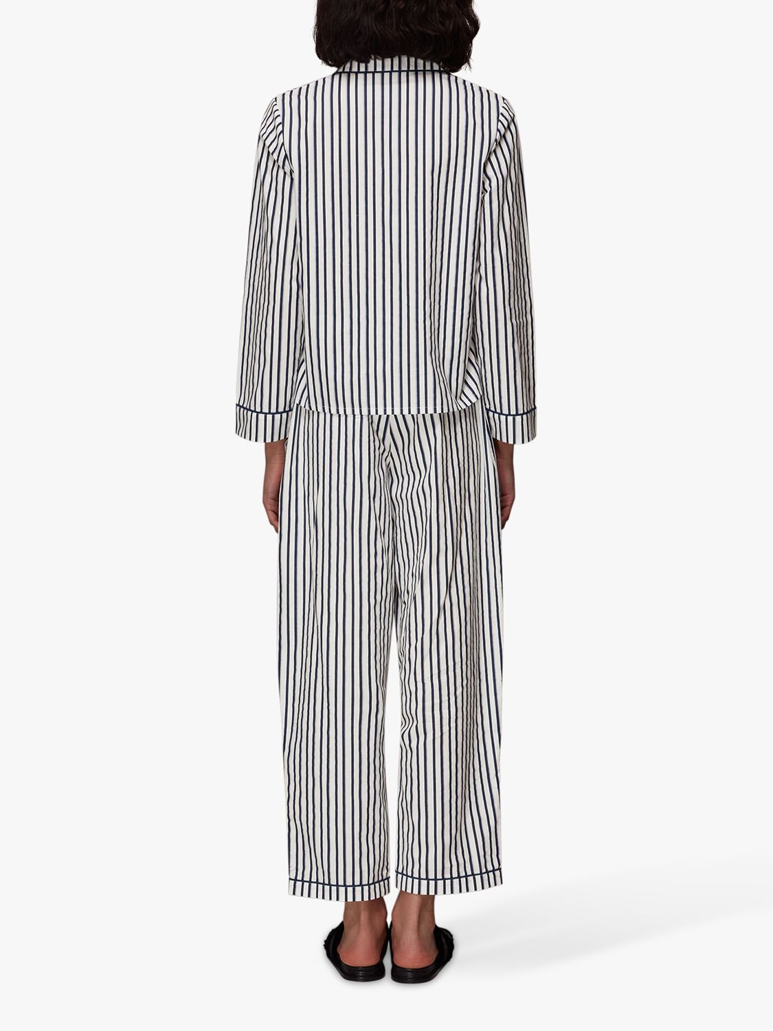 Whistles Winter Striped Pyjamas, White/Navy at John Lewis & Partners