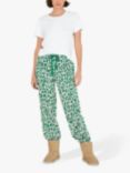 hush Elsa Leopard Print Organic Cotton Pyjama Bottoms, Green