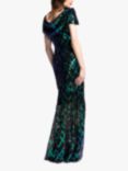 HotSquash Sequin Zig Zag Maxi Dress, Green/Multi