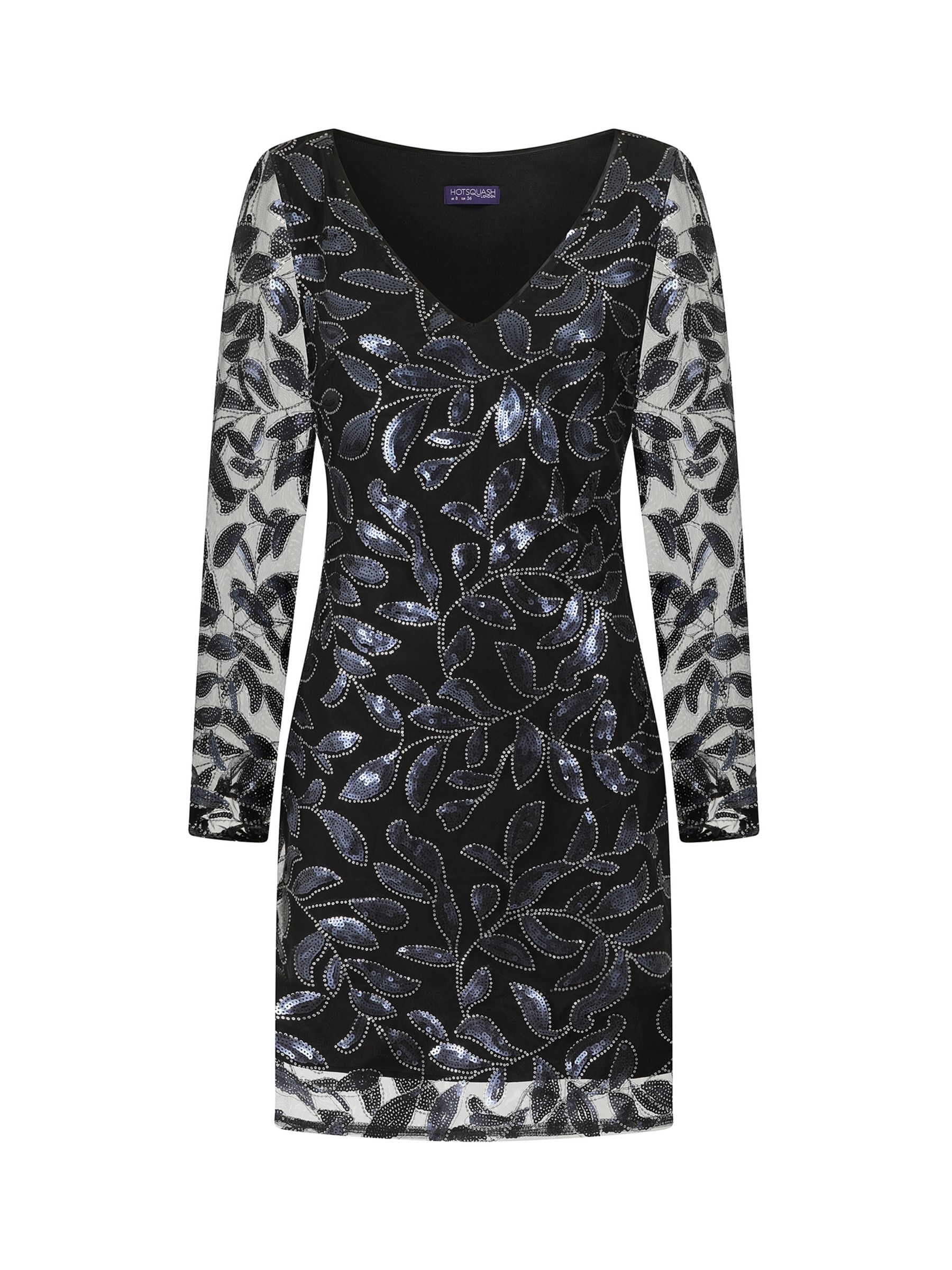 Buy HotSquash Sequin Leaf Embroidery Shift Dress, Black Online at johnlewis.com