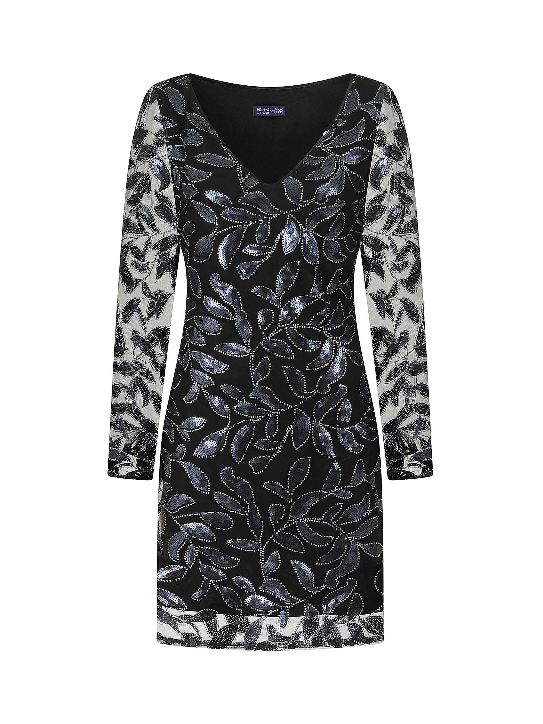 Buy HotSquash Sequin Leaf Embroidery Shift Dress, Black Online at johnlewis.com