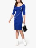 HotSquash Chelsea Button Pencil Dress, Royal Blue/White