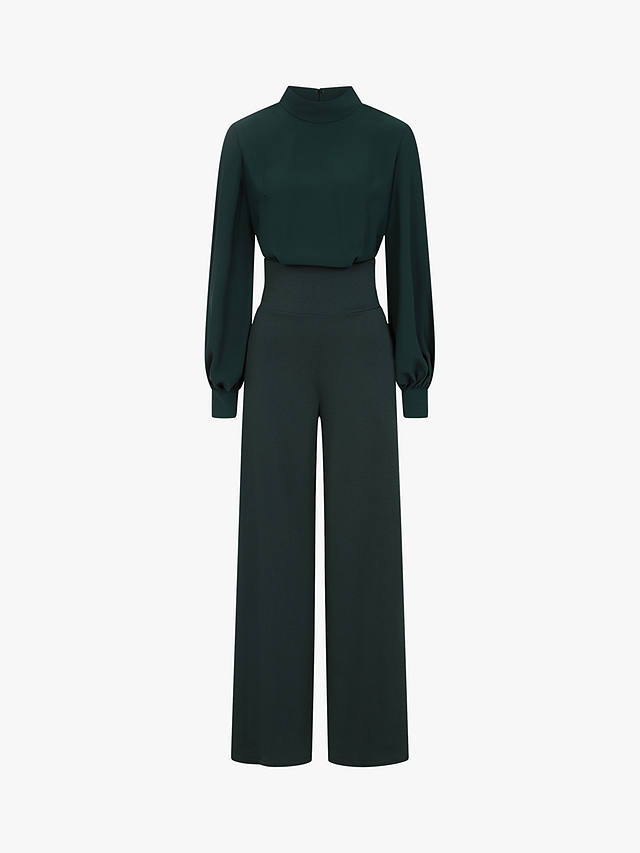 HotSquash Funnel Neck Wide Leg Jumpsuit, Bottle Green