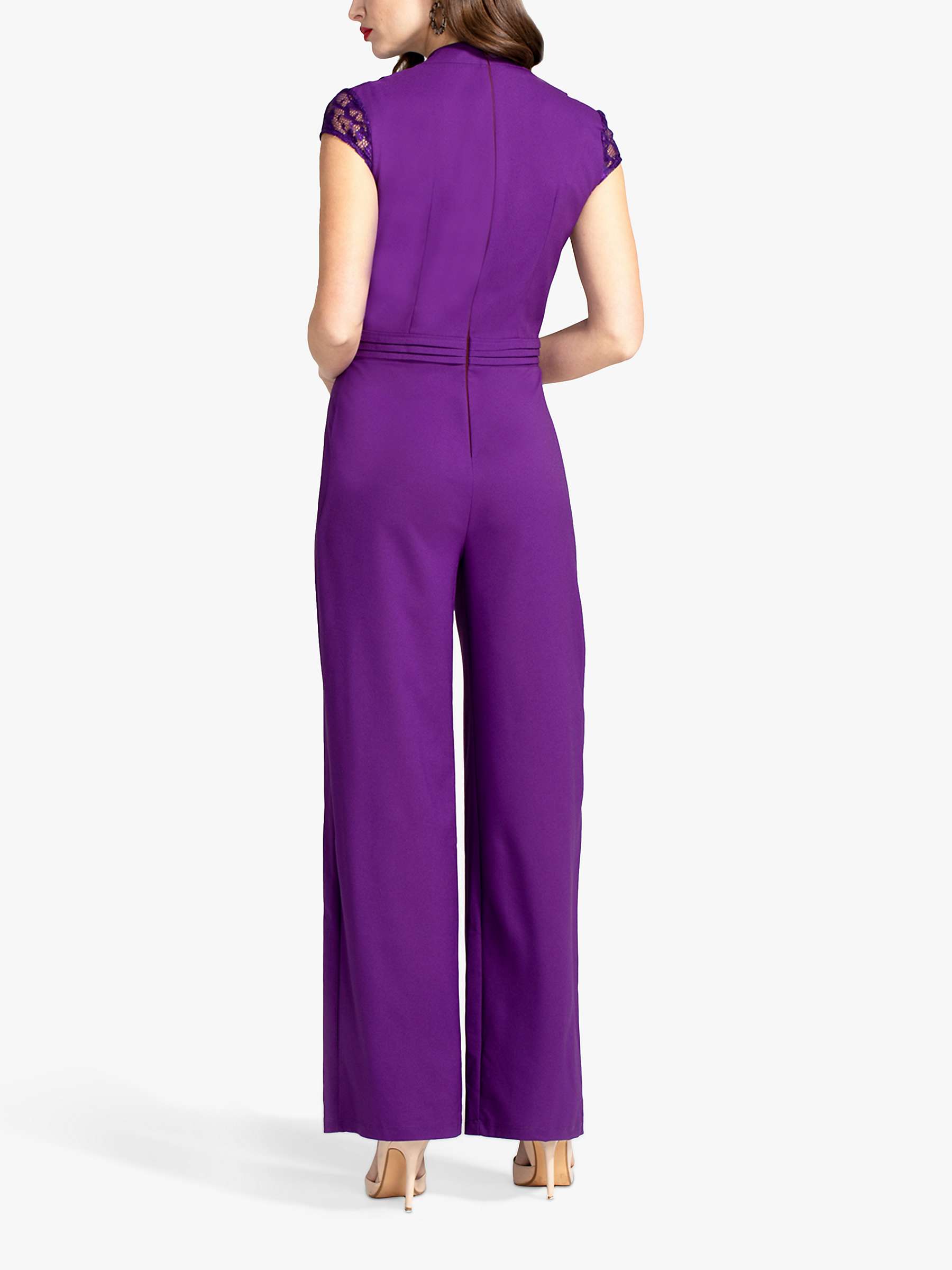 HotSquash Lace Detail Crepe Jumpsuit, Purple at John Lewis & Partners