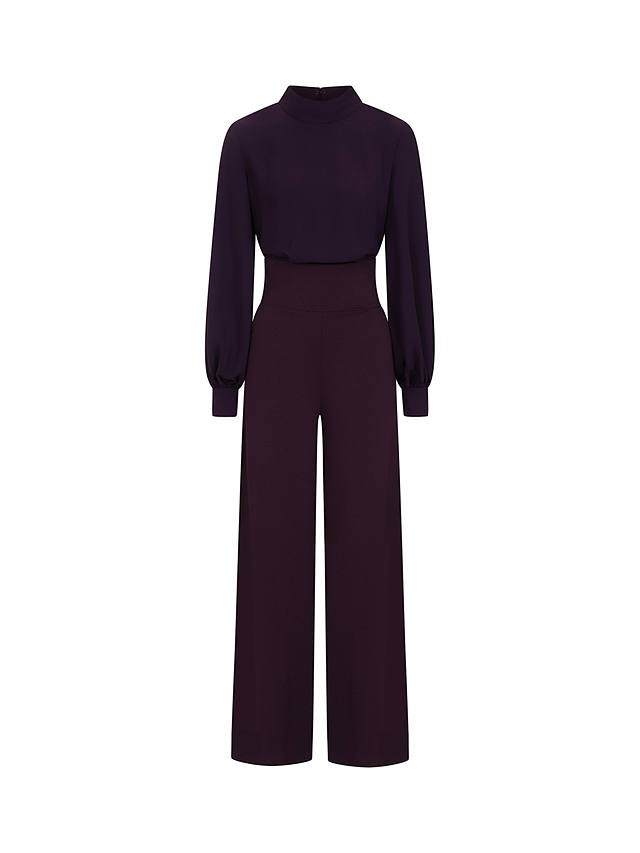 HotSquash Blouson Wide Leg Jumpsuit, Damson