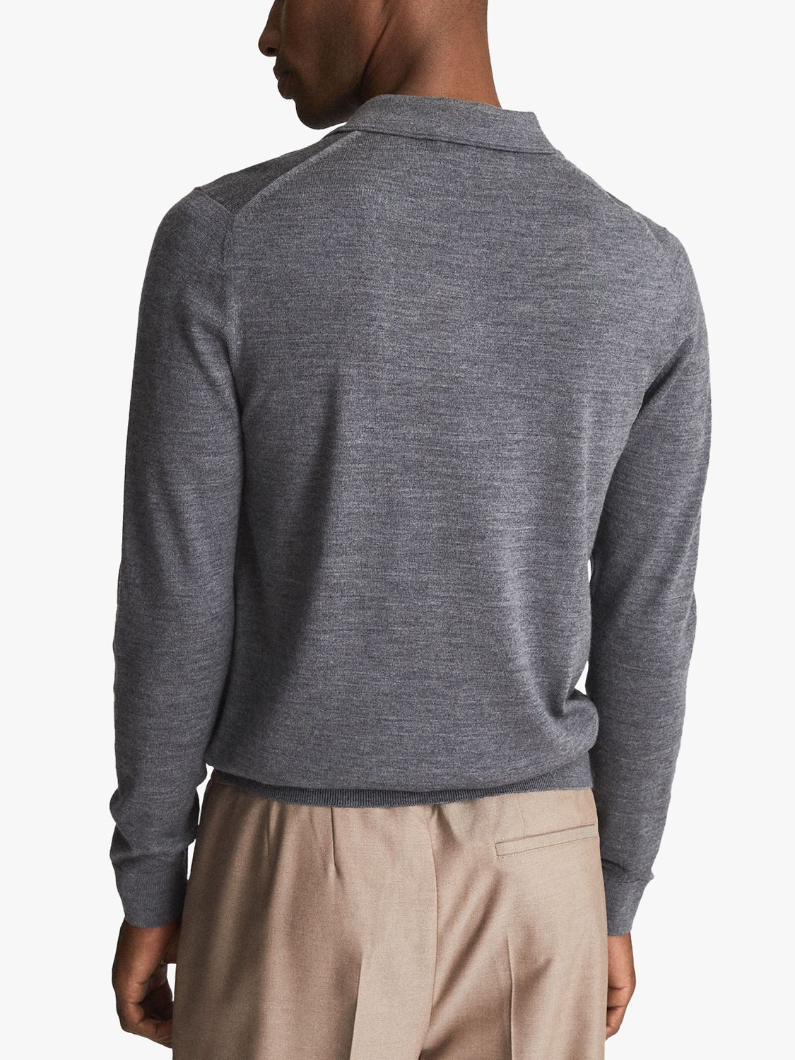 Reiss Trafford Long Sleeve Merino Wool Polo Shirt