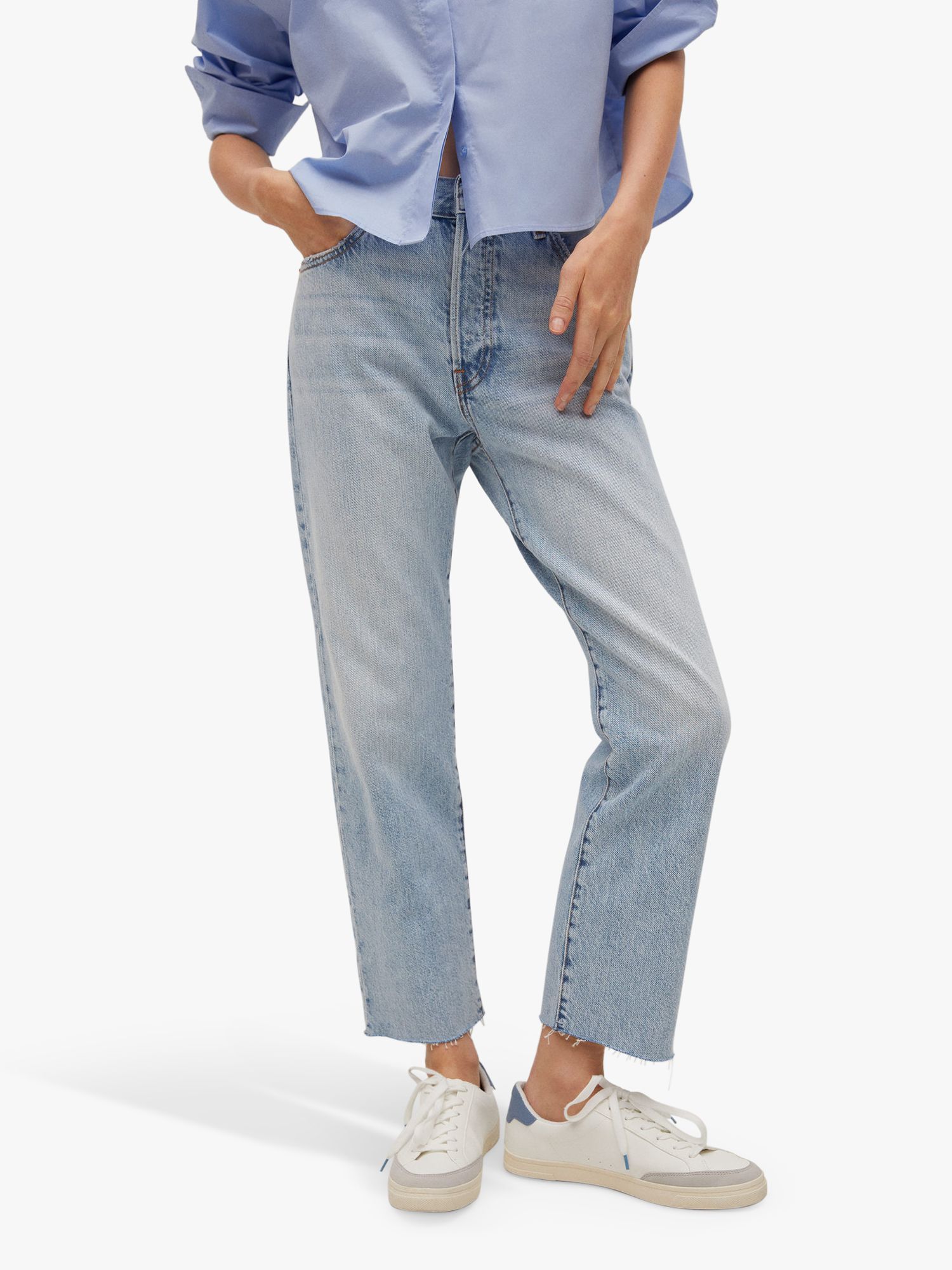 Mango Havana Mid Rise Jeans, Light Blue at John Lewis & Partners