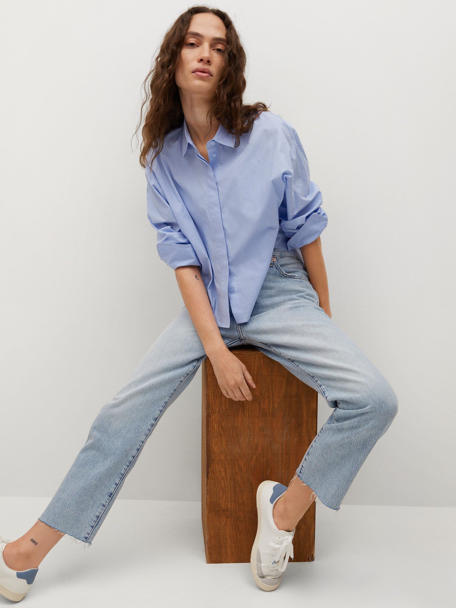 Mango Havana Mid Rise Jeans, Light Blue at John Lewis & Partners