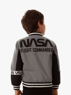 Fabric Flavours Kids' NASA Flight Commander Bomber Jacket, Grey, 3-4 years