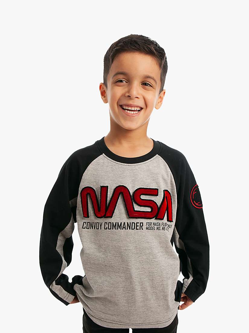 Buy Fabric Flavours Kids' NASA Long Sleeve T-Shirt, Grey Online at johnlewis.com