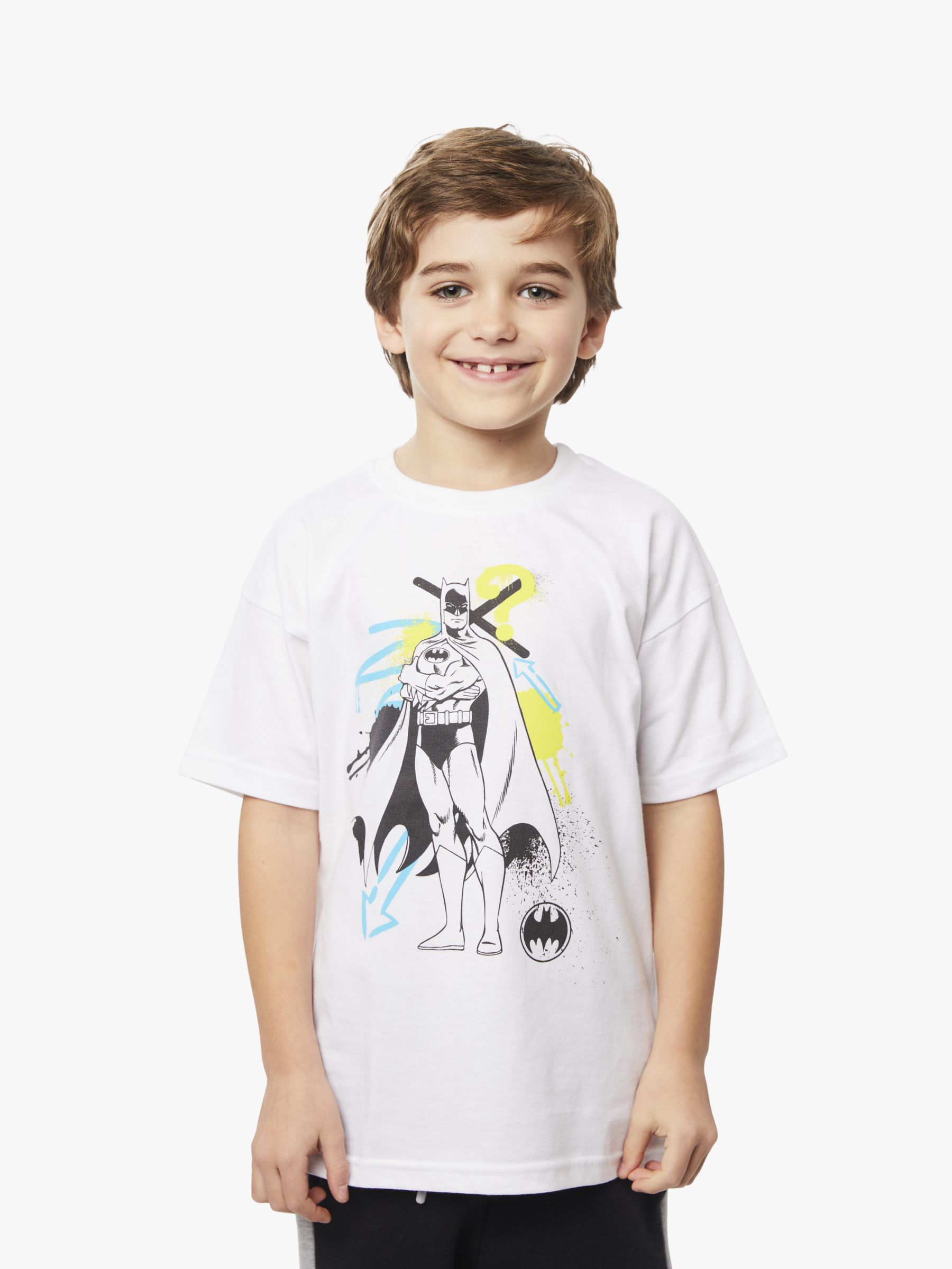 Fabric Flavours Kids' Batman Spray Hero T-Shirt, White at John Lewis &  Partners