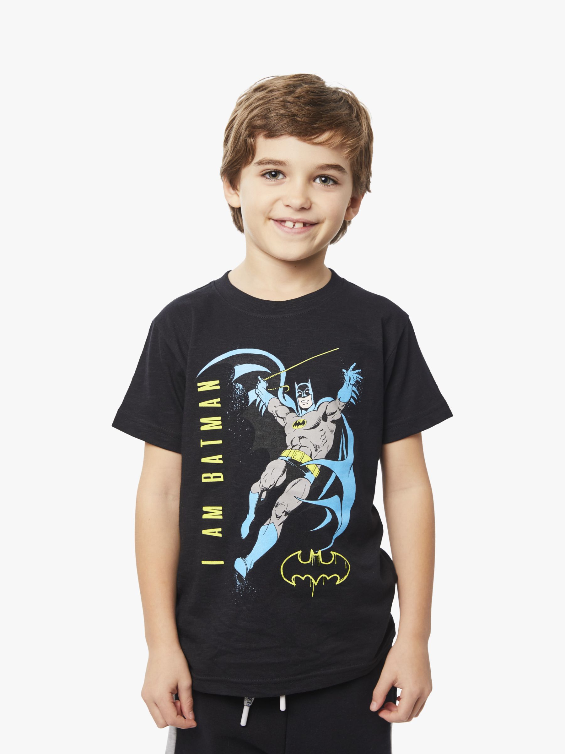 Fabric Flavours Kids' Batman Neon Hero T-Shirt, Black at John Lewis &  Partners