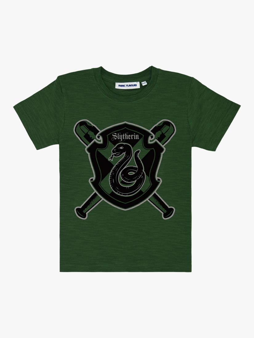Fabric Flavours Kids' Harry Potter Slytherin Print Short Sleeve T-Shirt, Green, 3-4 years