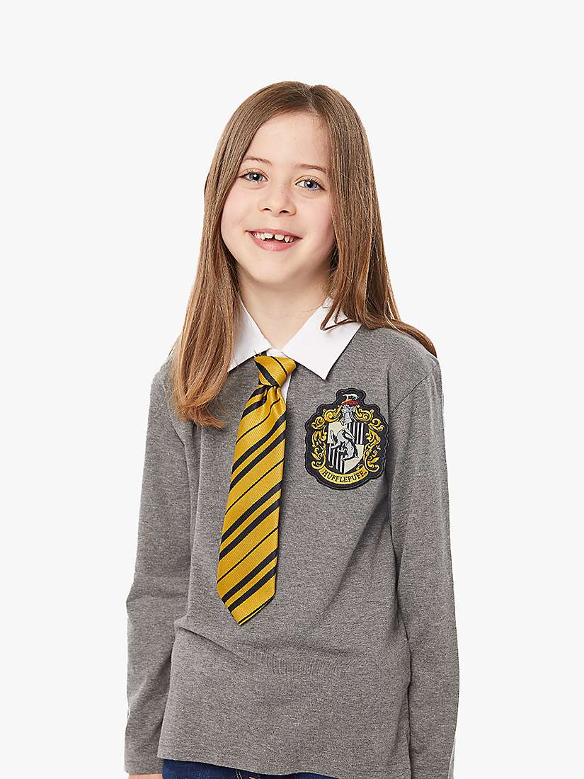 Buy Fabric Flavours Kids' Harry Potter Hufflepuff Uniform Long Sleeve Top, Grey Online at johnlewis.com