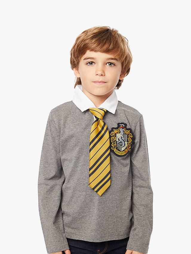Fabric Flavours Kids' Harry Potter Hufflepuff Uniform Long Sleeve Top, Grey