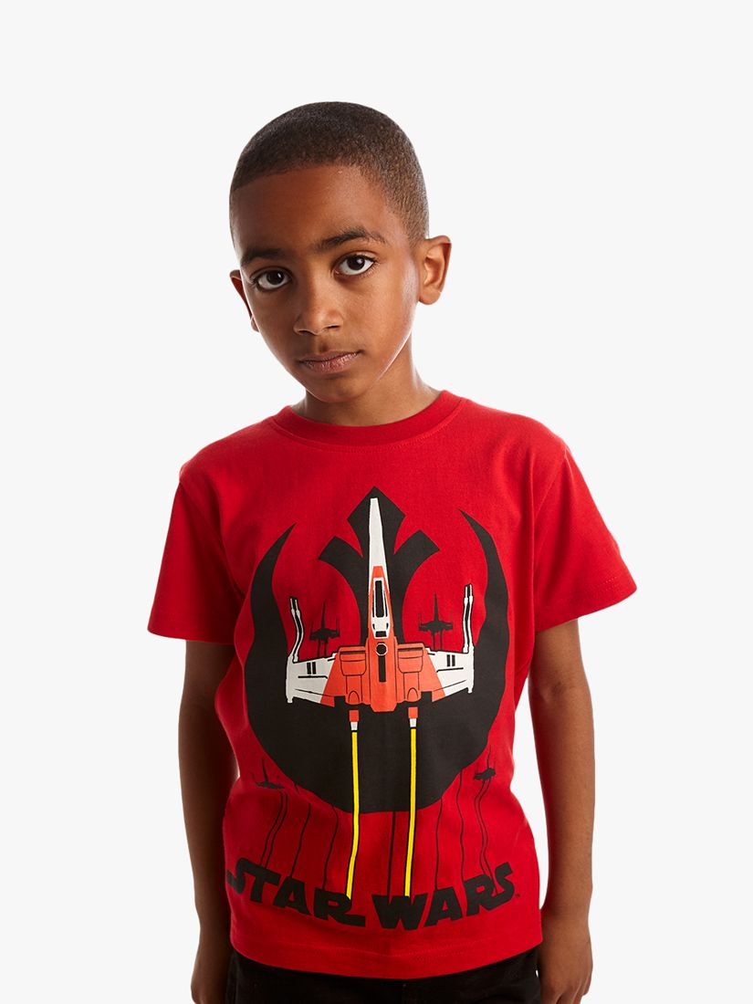 væske binding Tilbageholdelse Fabric Flavours Kids' Star Wars Rebel Squadron T-Shirt, Red, 3-4 years