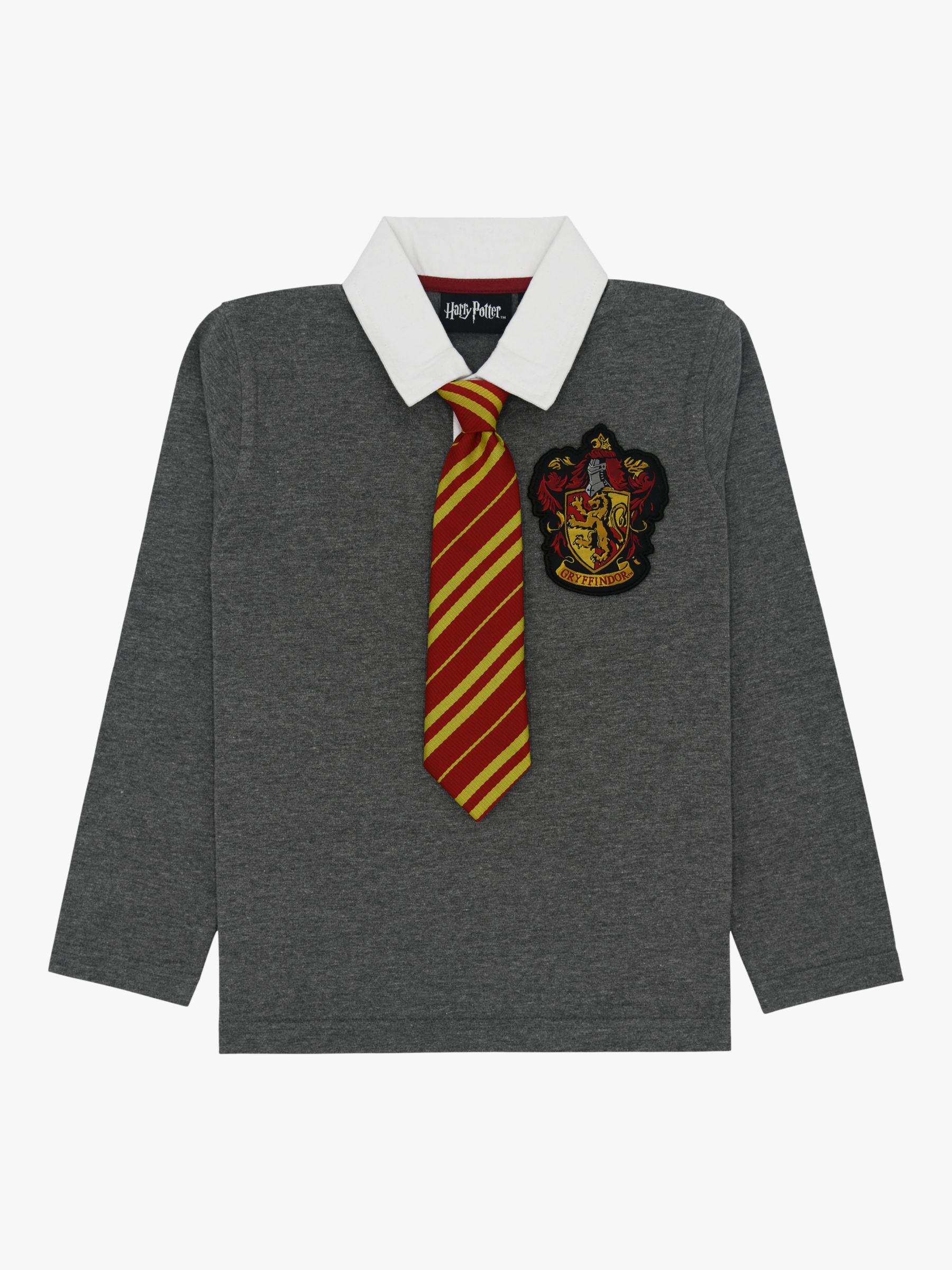 Fabric Flavours Kids' Harry Potter Gryffindor Uniform Long Sleeve Top, Grey, 3-4 years