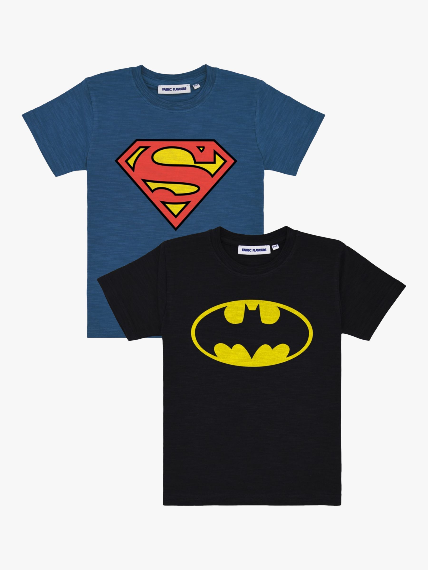 Fabric Flavours Kids' Batman Superman T-Shirt, Pack of 2, Black/Blue at  John Lewis & Partners