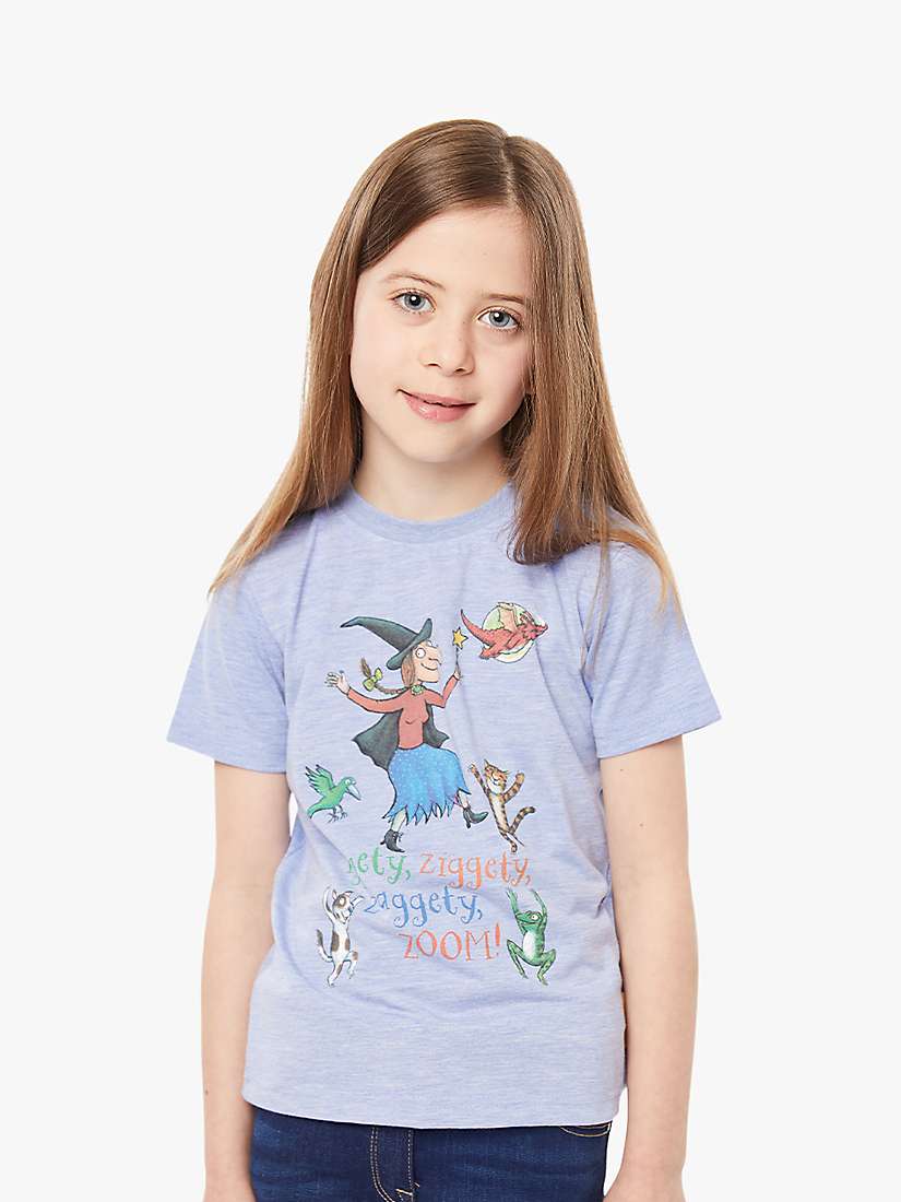Buy Fabric Flavours Kids' Room on the Broom T-Shirt, Blue Online at johnlewis.com