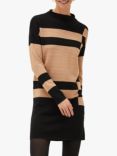 Phase Eight Azera Colour Block Knitted Shift Dress, Camel/Black