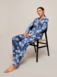 John Lewis & Partners Settia Leaf Print Pyjama Set, Blue