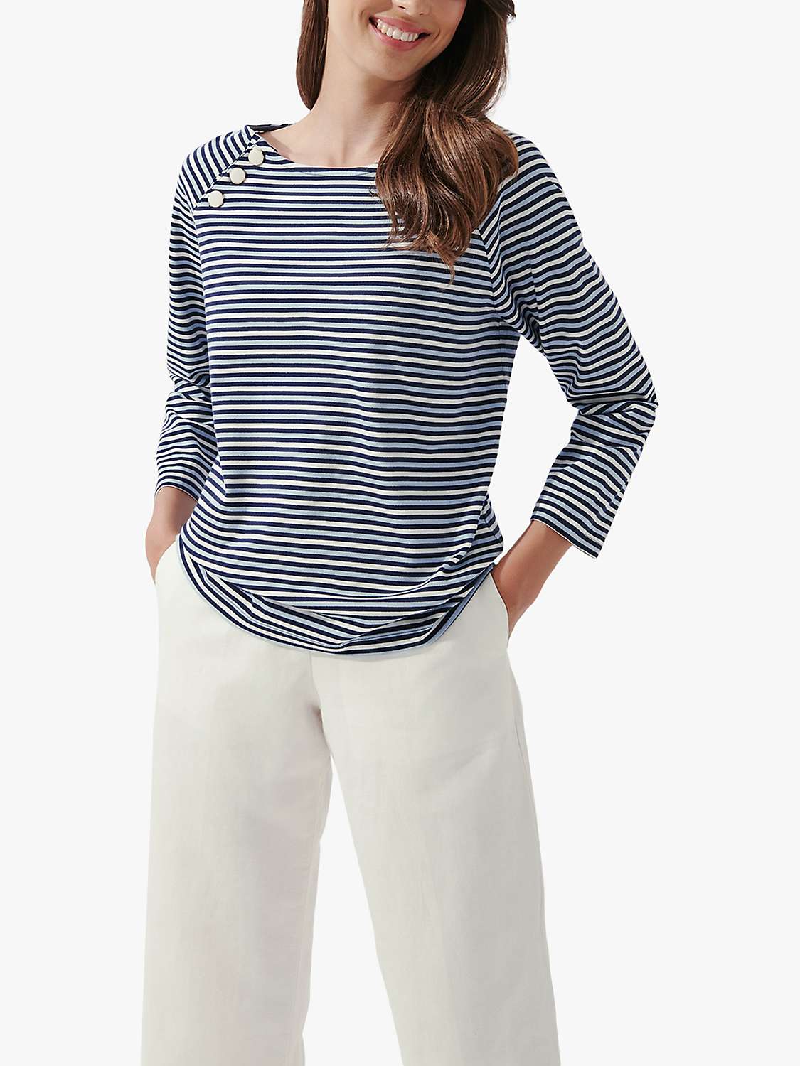 Buy Crew Clothing Bea Stripe Top, Blue/Multi Online at johnlewis.com
