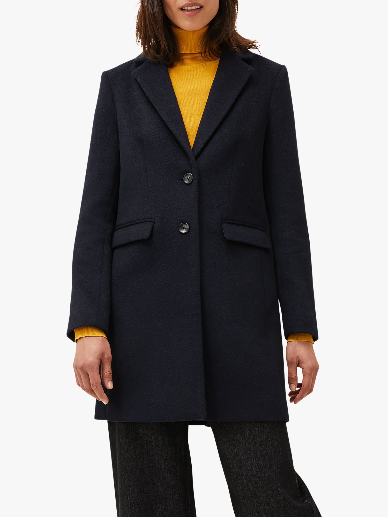 Phase Eight Lydia Wool Blend Tailored Coat, Navy, 8