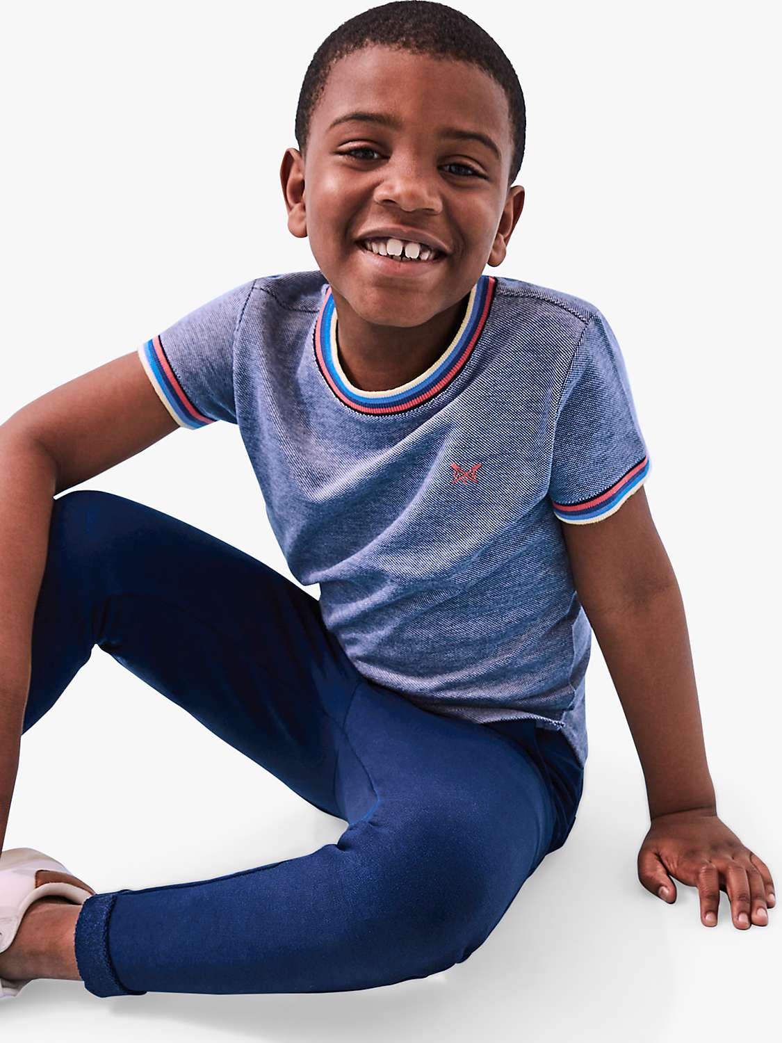 Buy Crew Clothing Kids' Pique Cotton T-Shirt & Joggers Set, Blue Online at johnlewis.com