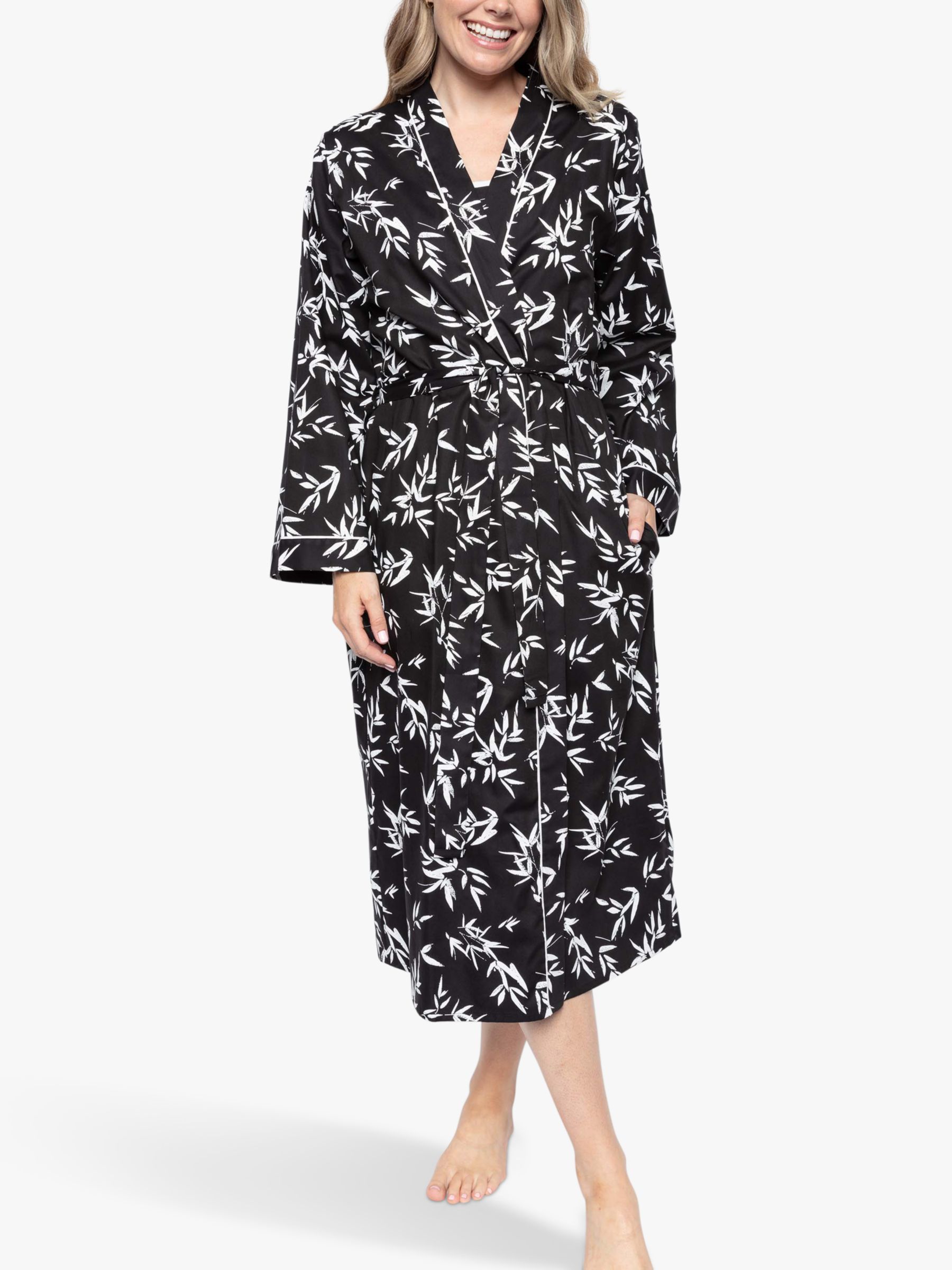 Cyberjammies Katie Bamboo Print Dressing Gown, Black