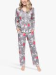 Cyberjammies Mallory Floral Print Pyjama Set, Grey