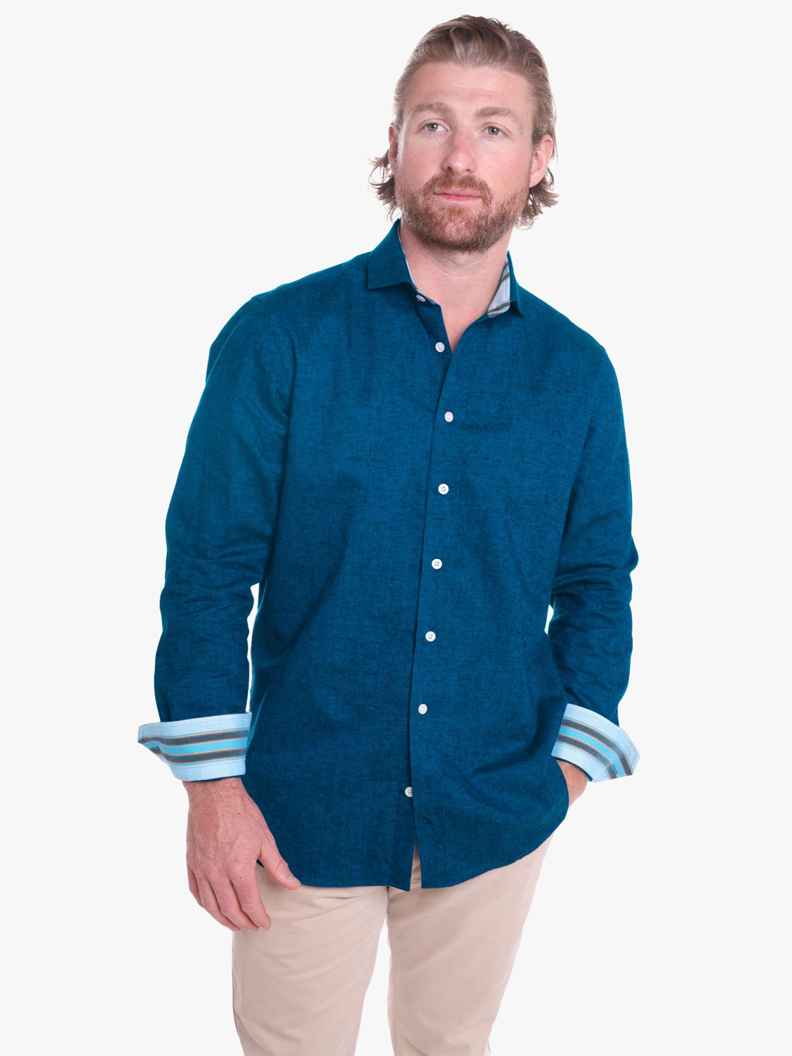 Buy KOY Cheza Cotton Linen Shirt, Navy Online at johnlewis.com