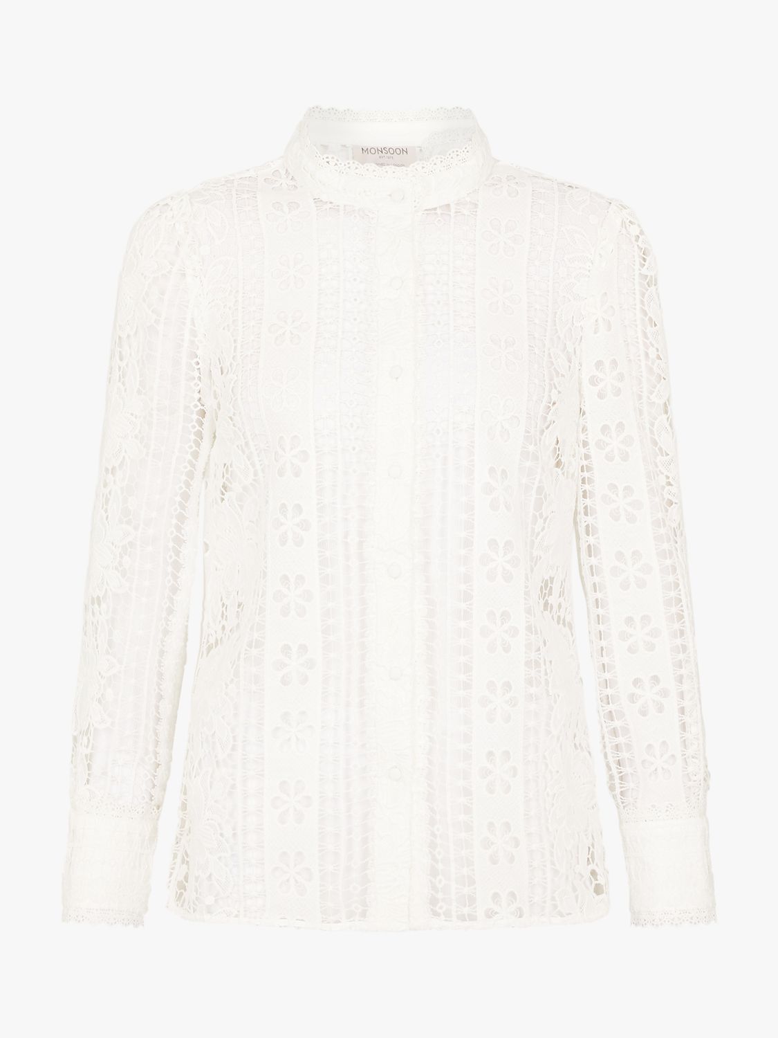 Monsoon Tracey Lace Blouse, Ivory