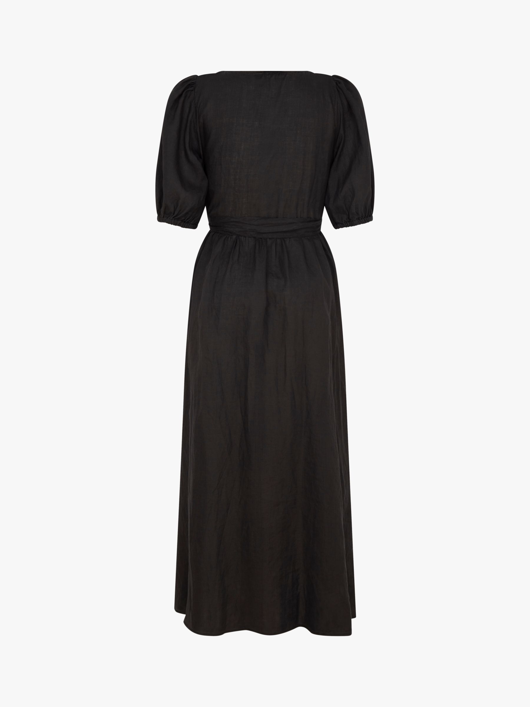 Ghost Greta Ramie Linen Wrap Dress, Black, XS