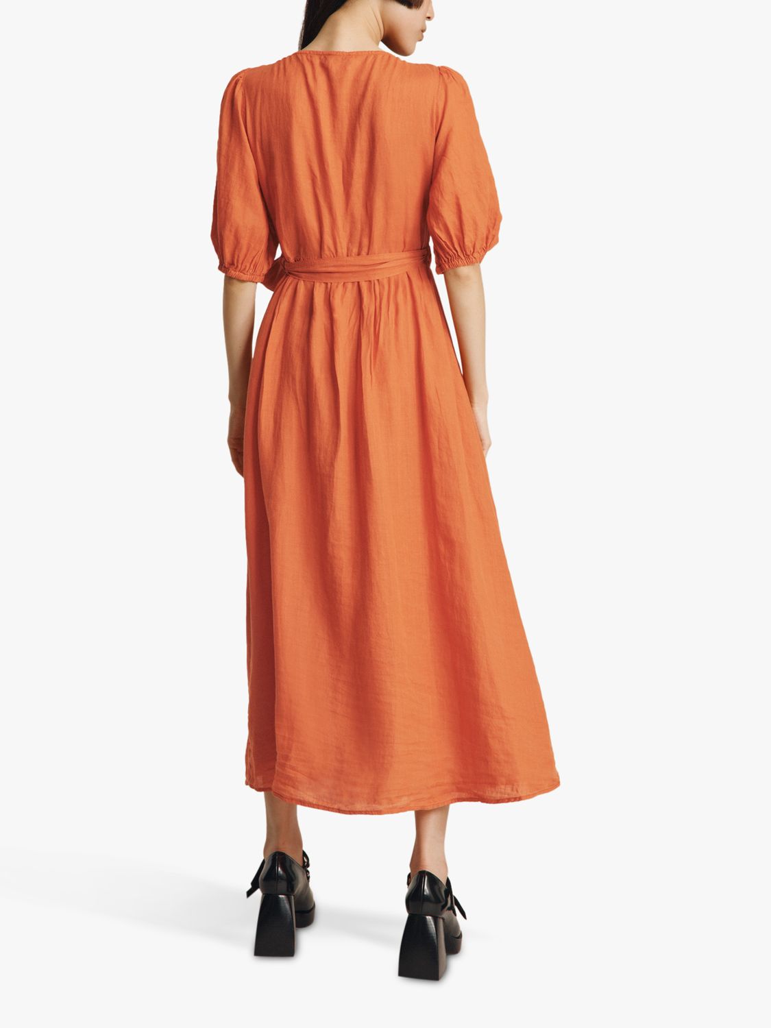 Ghost Greta Ramie Linen Wrap Dress, Tan at John Lewis & Partners