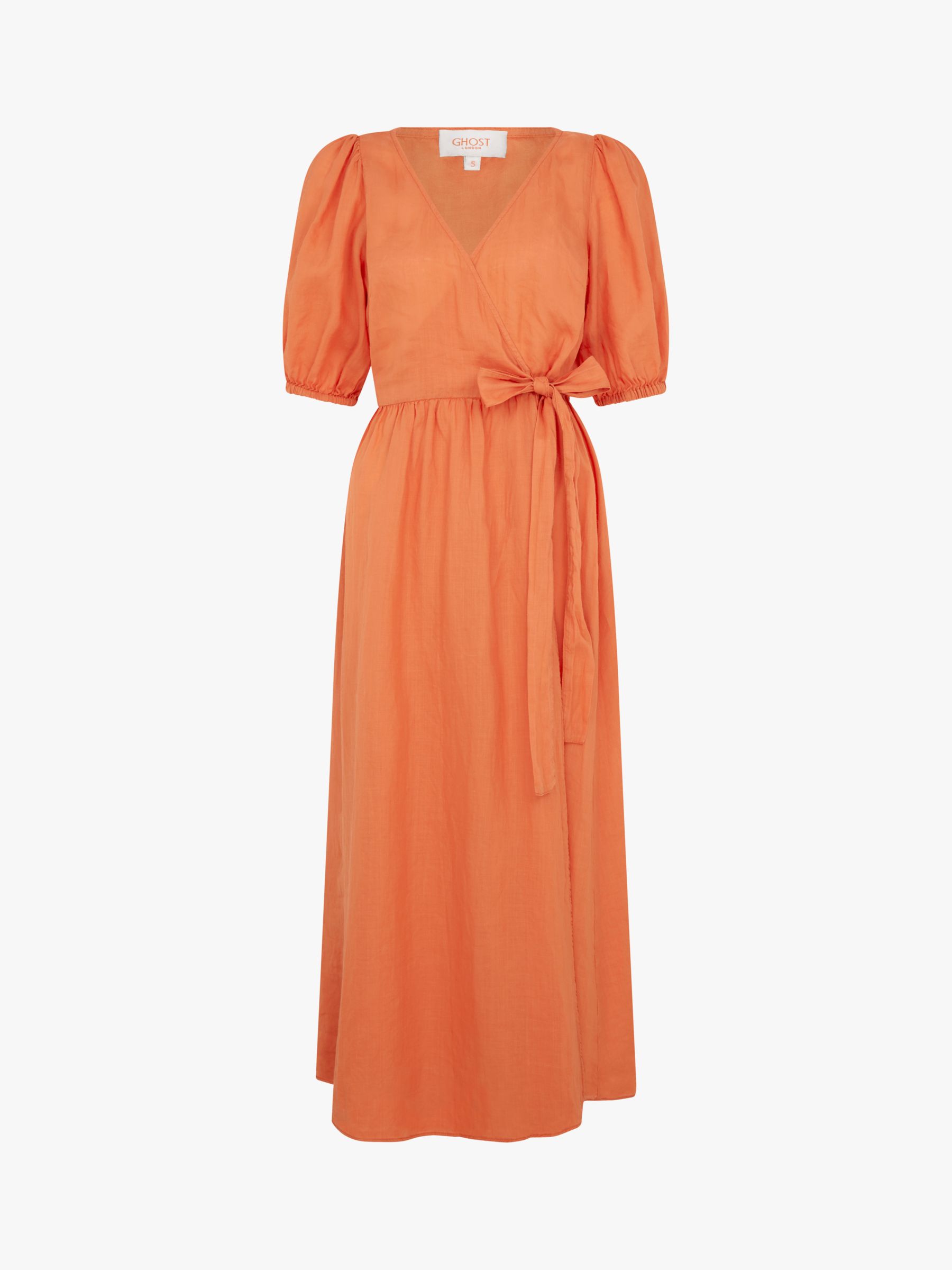 Ghost Greta Ramie Linen Wrap Dress, Tan at John Lewis & Partners