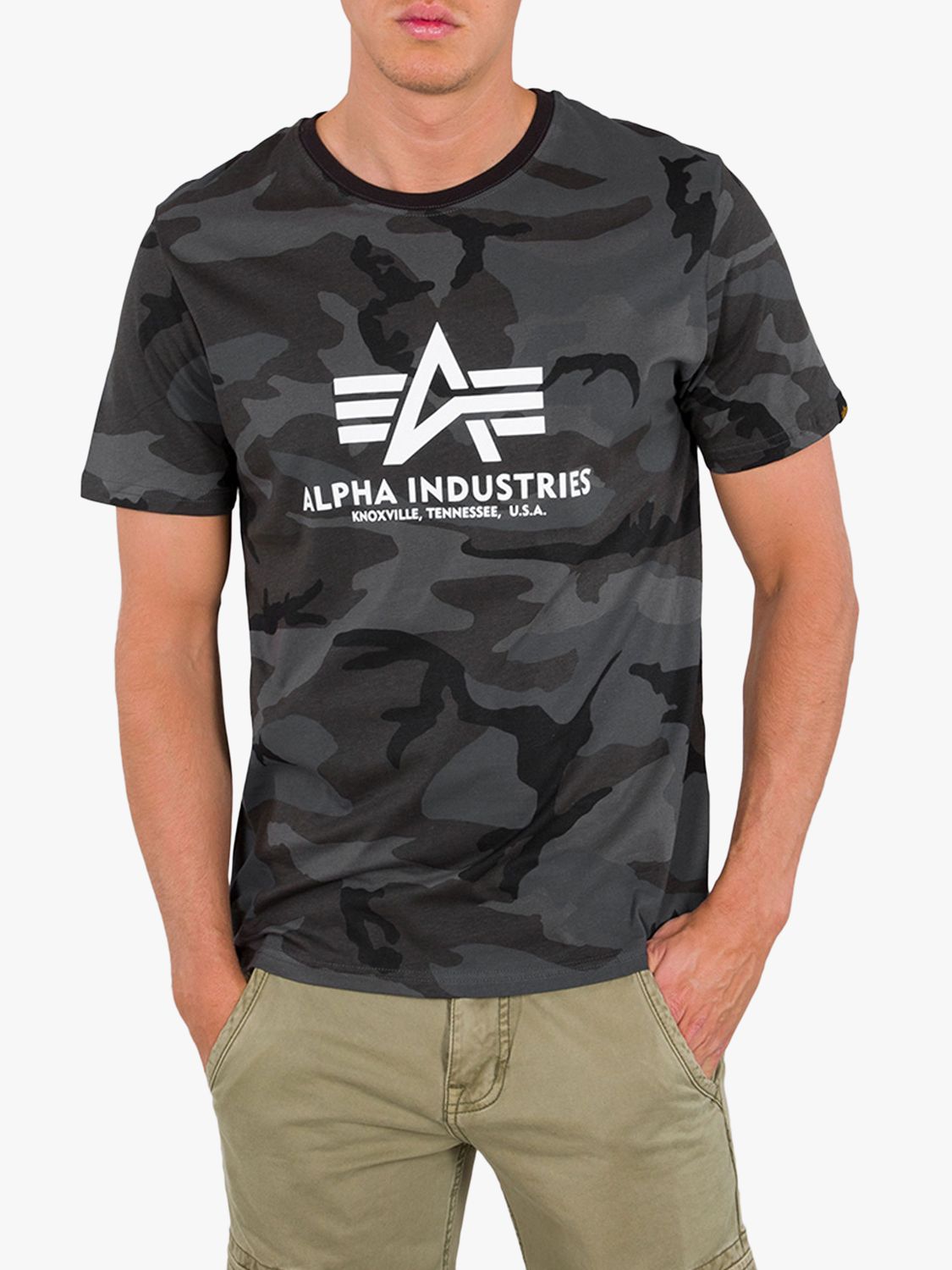 Alpha Industries Basic Camo Print T-Shirt, Black Camo, XS