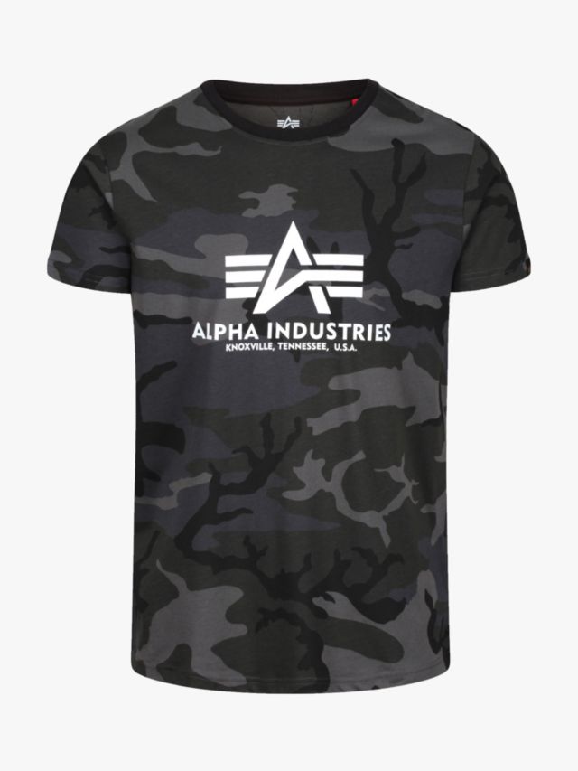 T-Shirt, XS Camo Basic Black Camo, Alpha Industries Print