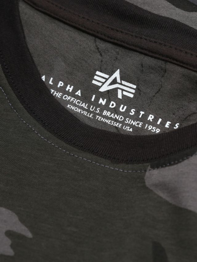 Alpha Industries Basic Print Camo Black T-Shirt, XS Camo