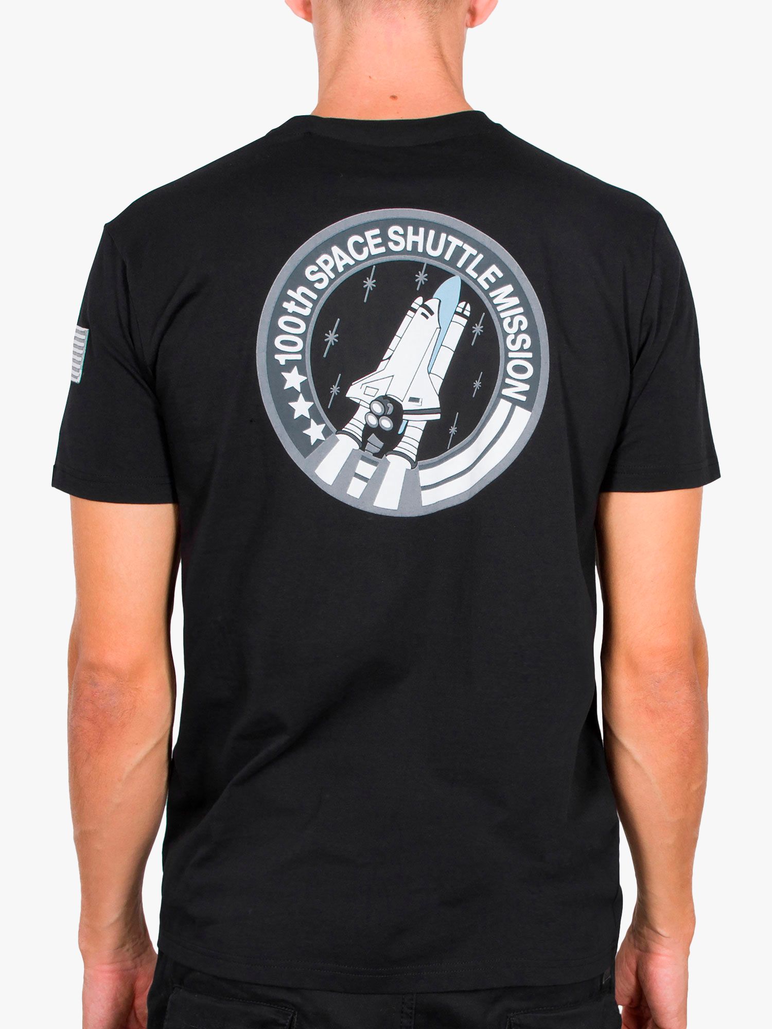 Alpha Industries X NASA Space Shuttle Logo Crew Neck T-Shirt, Black, XS