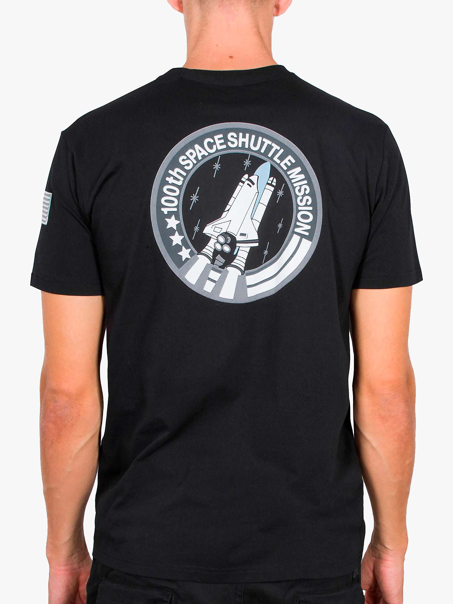Alpha Industries X NASA Space Shuttle Jersey Cotton T-Shirt, Black at John  Lewis & Partners