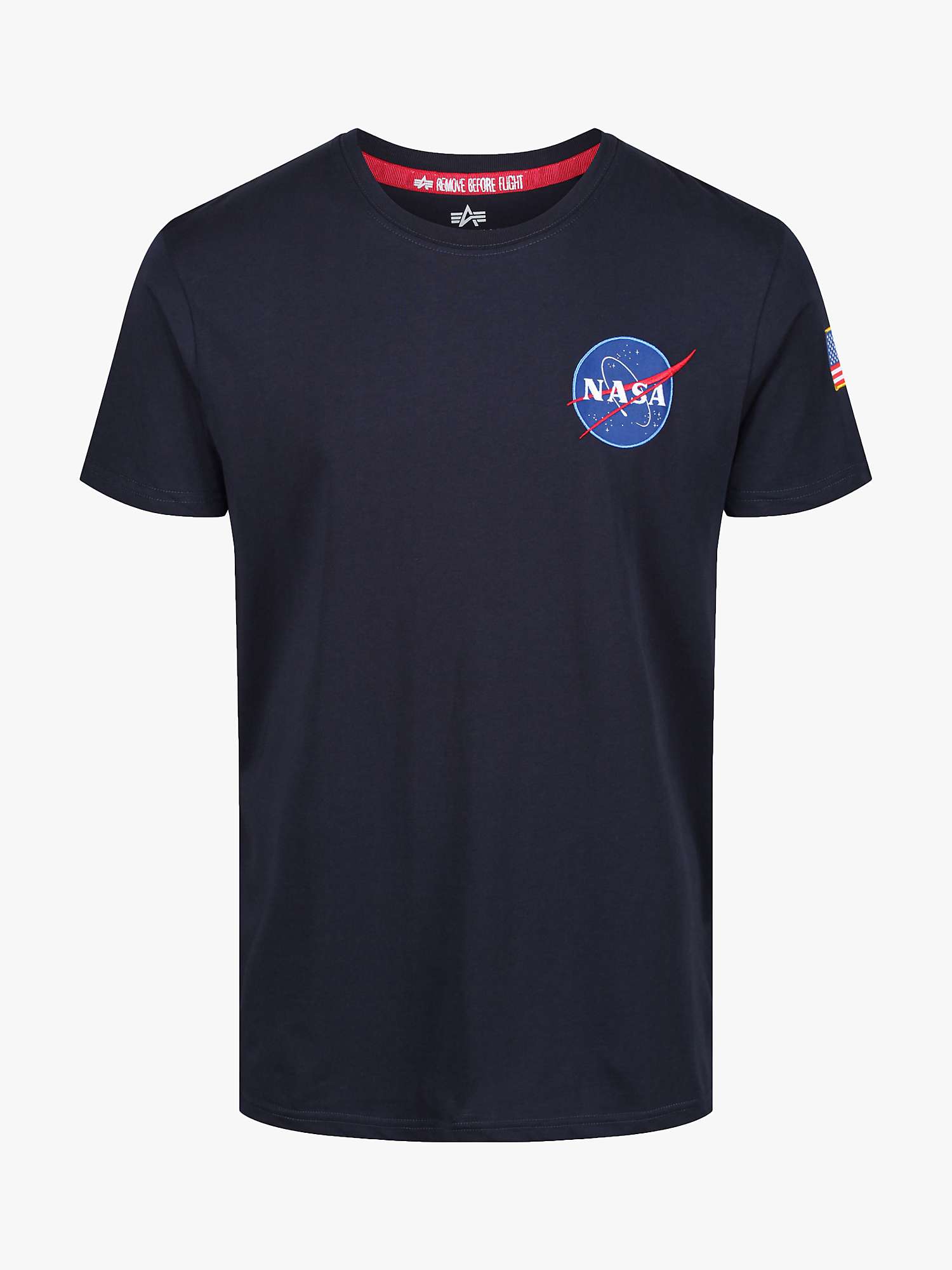 Alpha Industries X NASA Space Shuttle Logo T-Shirt, Navy at John Lewis ...