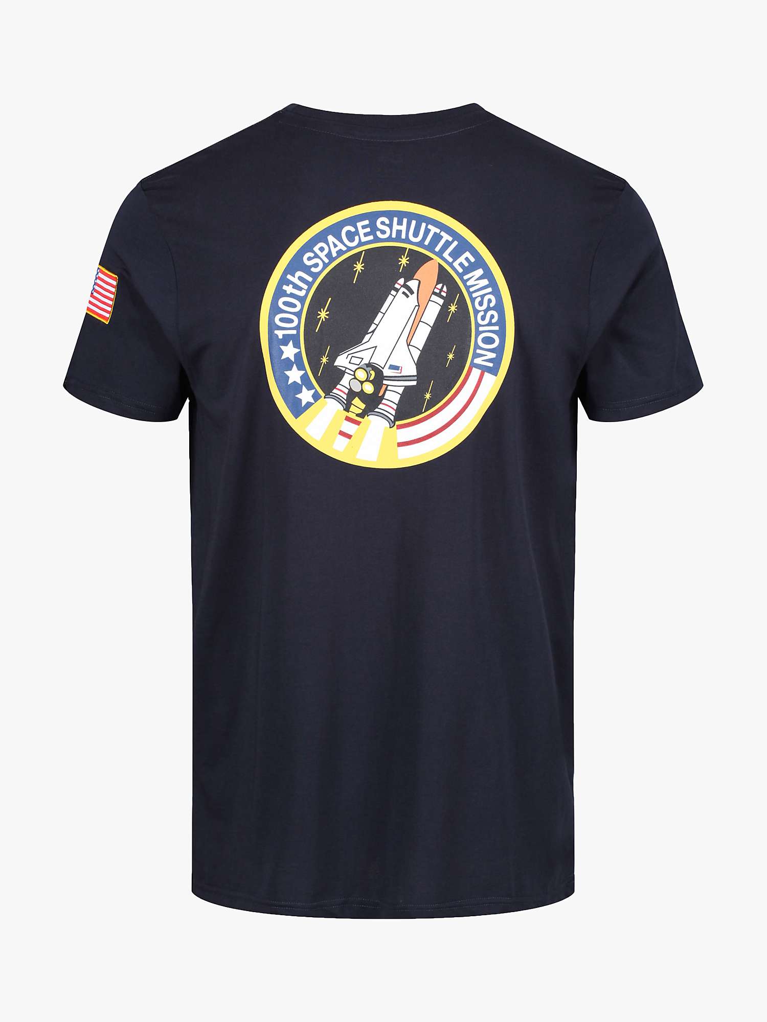 Alpha Industries X NASA Space Shuttle Logo T-Shirt, Navy at John Lewis ...